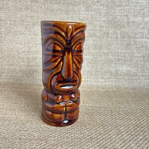 Vintage Fiji Islander Tiki Mug Brown Glaze Souvenir Barware Polynesian